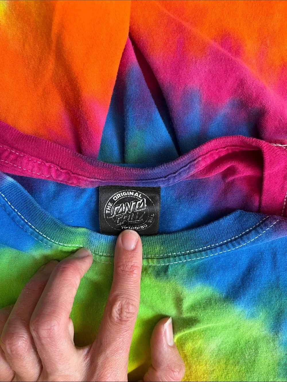 Santa Cruz Tie-Dye Spiral Tee in Rainbow Colors 100% cotton - Picture 3 of 3